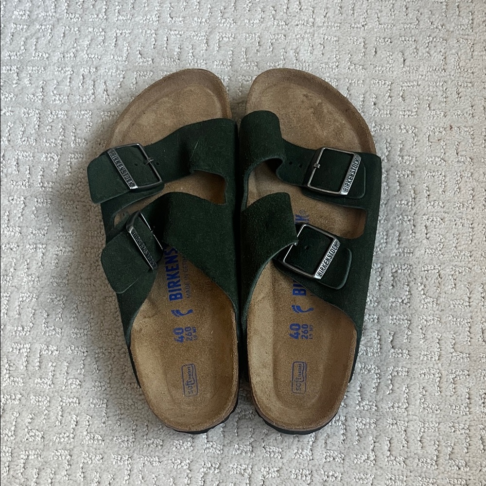 Birkenstock Dark Green Suede Sandals